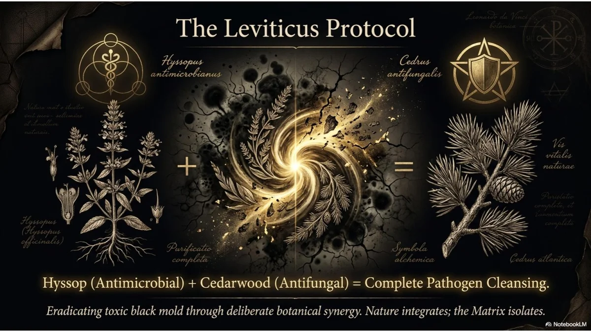 The Leviticus Protocol: Hyssop (antimicrobial) + Cedarwood (antifungal) = complete pathogen cleansing