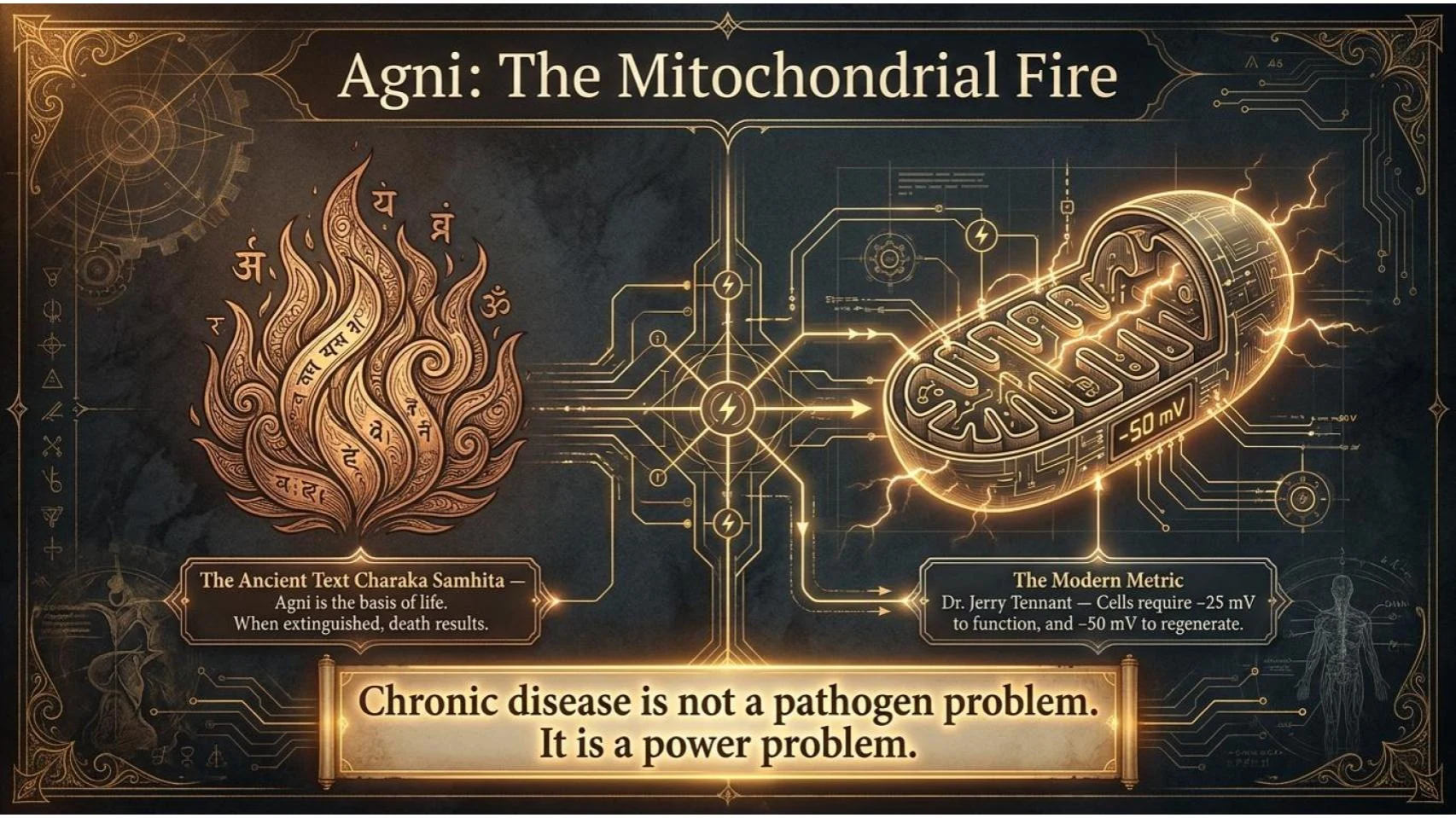 Agni: The Mitochondrial Fire — Charaka Samhita and Tennant voltage