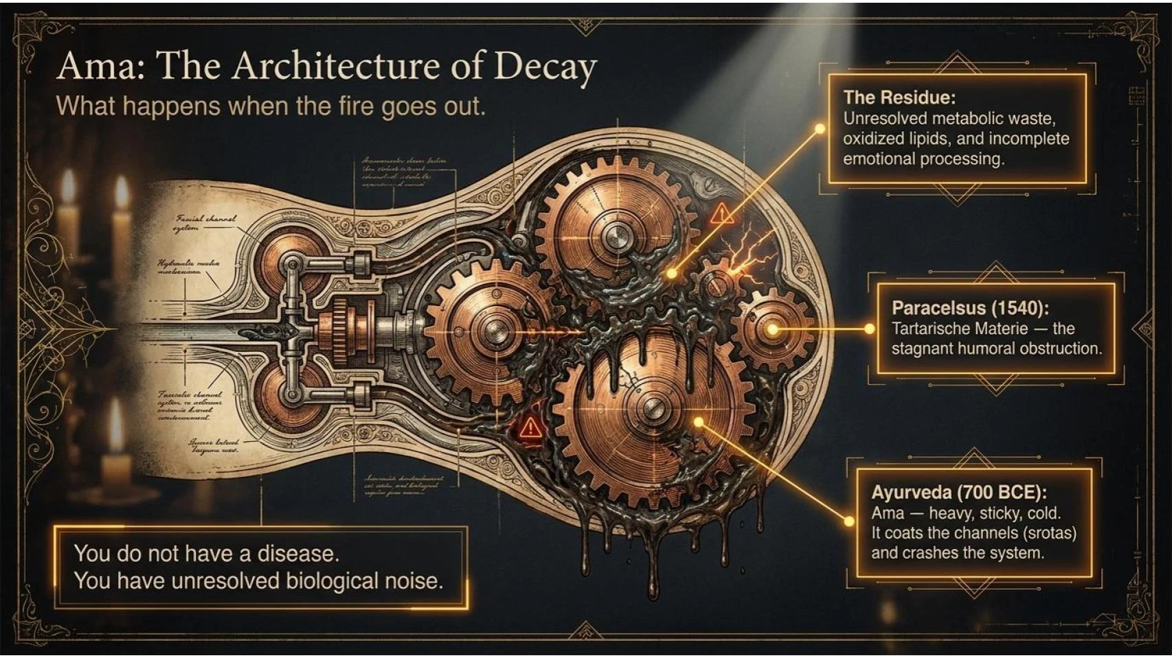 Ama: The Architecture of Decay — undigested toxic residue and channel obstruction