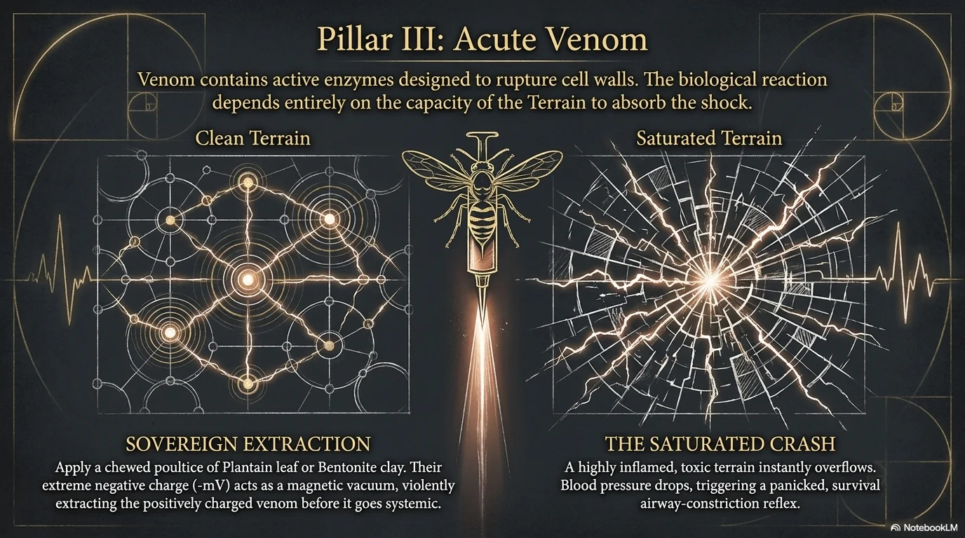 Pillar III: Acute Venom — clean terrain vs saturated terrain and anaphylaxis