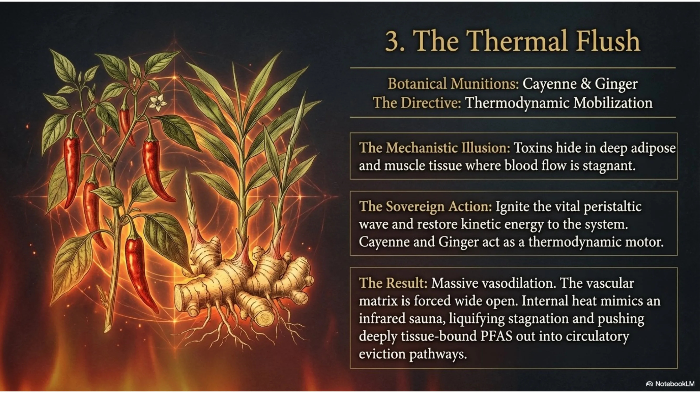 Step 3: The Thermal Flush — Cayenne and Ginger, thermodynamic mobilization